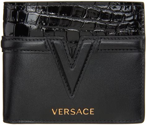 versace black embossed v wallet